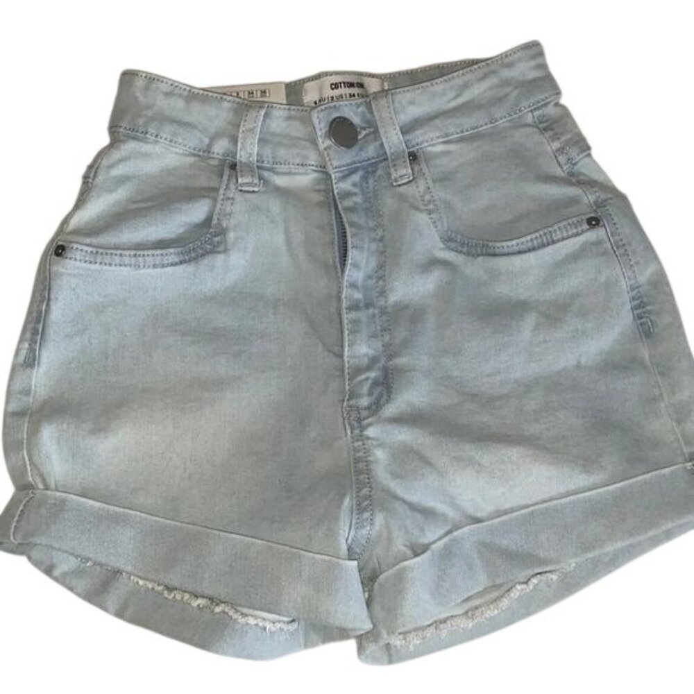 Cotton:On Womens High Rise Classic Stretch Denim Shorts Size 2 Light Blue